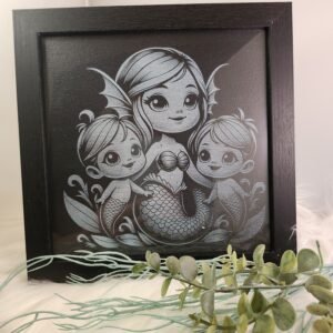 3 Mermaids Engraved Picture - Ocean Fantasy Wall Art