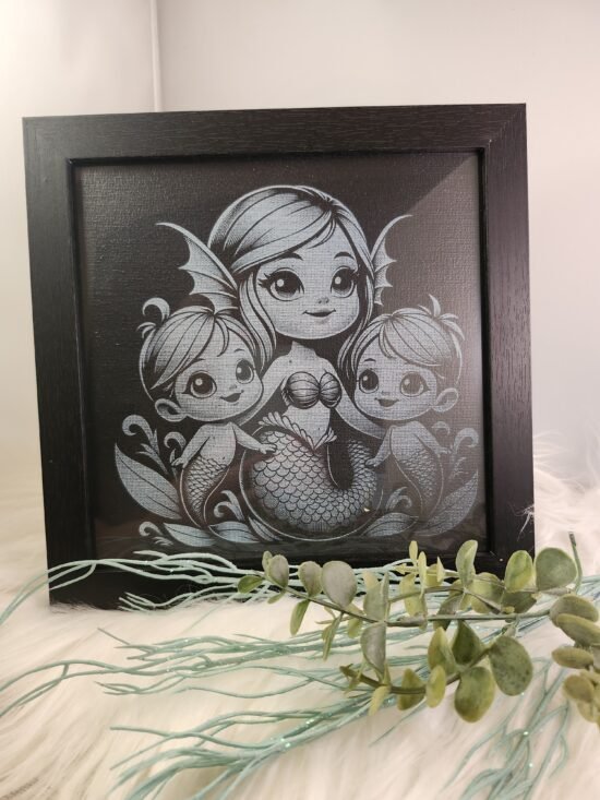 3 Mermaids Engraved Picture - Ocean Fantasy Wall Art