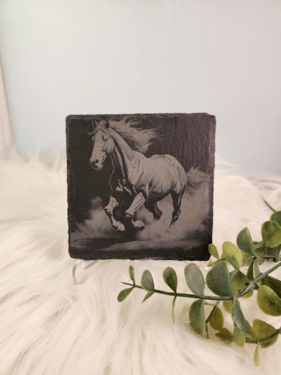 Running Horse Slate Coaster - Rustic Equestrian Coaster or Home Décor