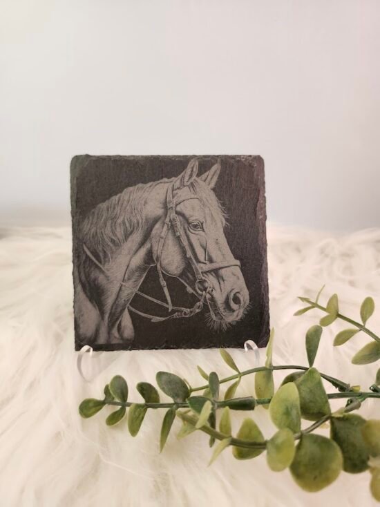 Horse Head Slate Coaster - Rustic Western Drink Coaster & Home Décor