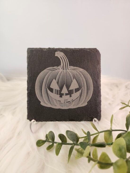 Jack-O’-Lantern Slate Coaster - Halloween Drink Coaster & Seasonal Décor