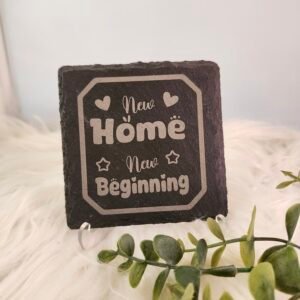“New Home New Beginning” Slate Coaster - Housewarming Gift & Home Décor