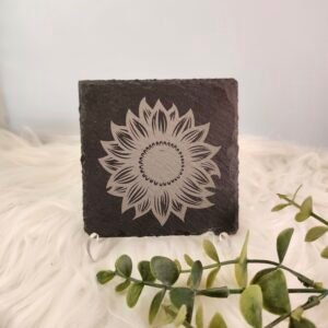 Sunflower Slate Coaster – Rustic Farmhouse Drink Coaster & Gift