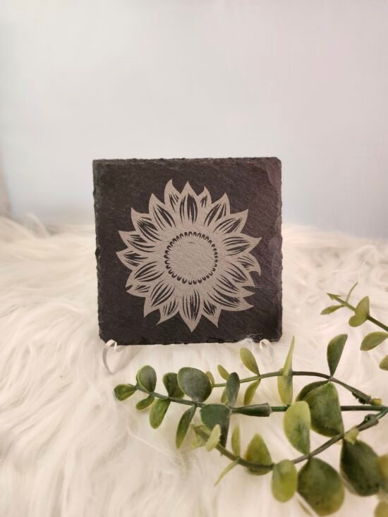 Sunflower Slate Coaster – Rustic Farmhouse Drink Coaster & Gift
