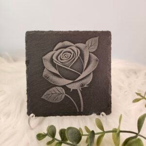 Rose Slate Coaster – Elegant Floral Drink Coaster & Gift