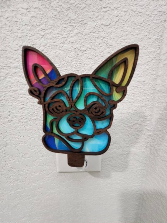 Chihuahua Nightlight – Handmade Laser-Cut Wood