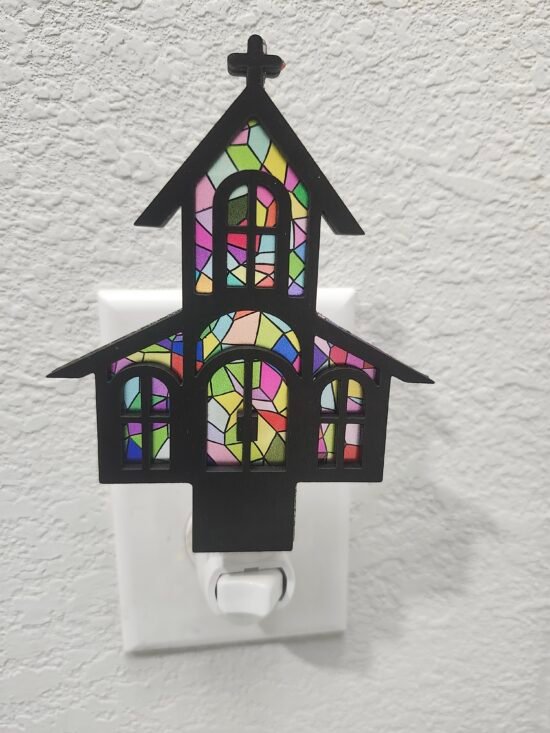Church Nightlight – Handcrafted Laser Cut Wooden Spiritual Night Light