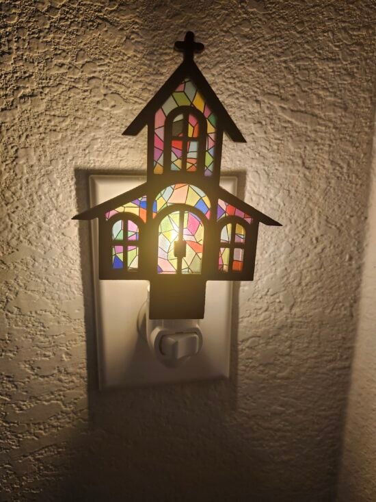 Church Nightlight – Handcrafted Laser Cut Wooden Spiritual Night Light - Image 2