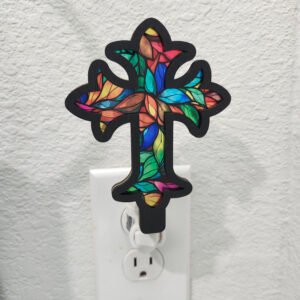 Handmade Laser-Cut Cross Nightlight – 5" Christian Home Décor Plug-In Light