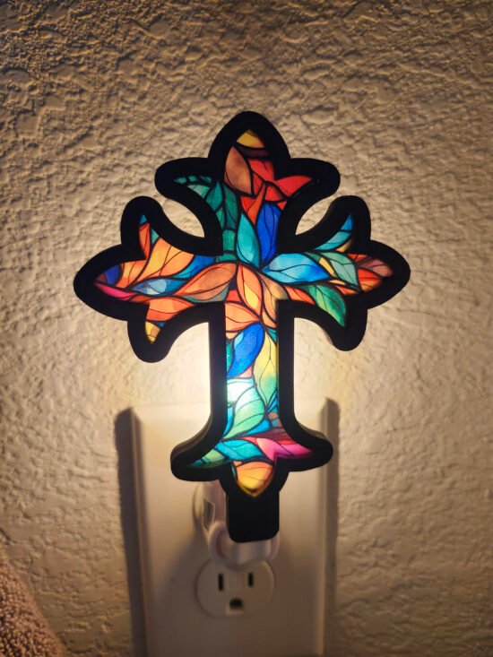 Handmade Laser-Cut Cross Nightlight – 5" Christian Home Décor Plug-In Light - Image 2