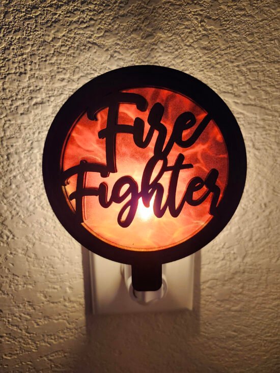 Fire Fighter Nightlight – Handcrafted Laser Cut Wooden Night Light - Image 2