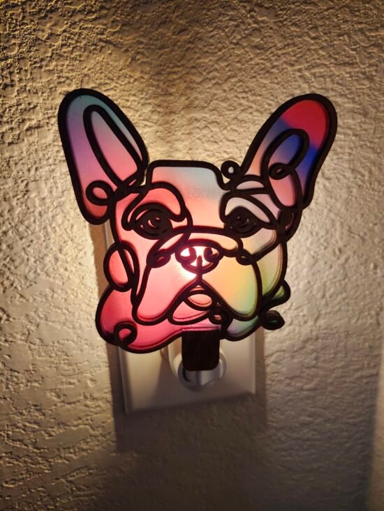French Bulldog Nightlight – Handmade Laser-Cut Wood - Image 2