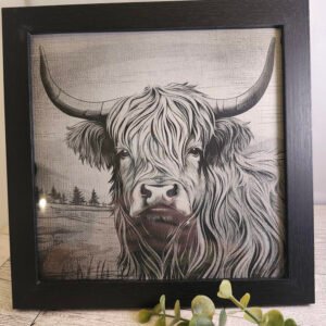 Engraved Highland Cow Art