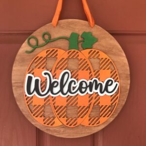 “Welcome with a Pumpkin” Door or Wall Hanger