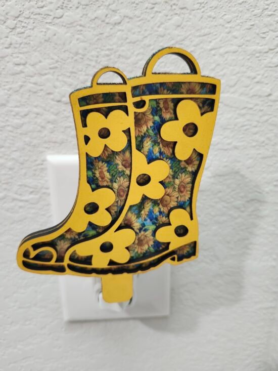 Rainboots Nightlight – Handcrafted Laser Cut Wooden Night Light