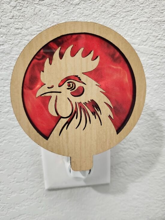 Rooster Nightlight – Handcrafted Laser Cut Wooden Night Light