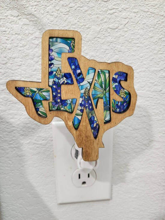 Texas Bluebonnet Nightlight – Handcrafted Laser Cut Wooden Night Light