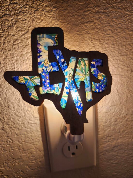 Texas Bluebonnet Nightlight – Handcrafted Laser Cut Wooden Night Light - Image 2