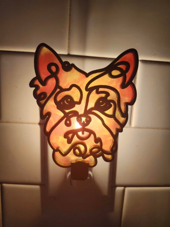Yorkie Nightlight – Handmade Laser-Cut Wood - Image 2