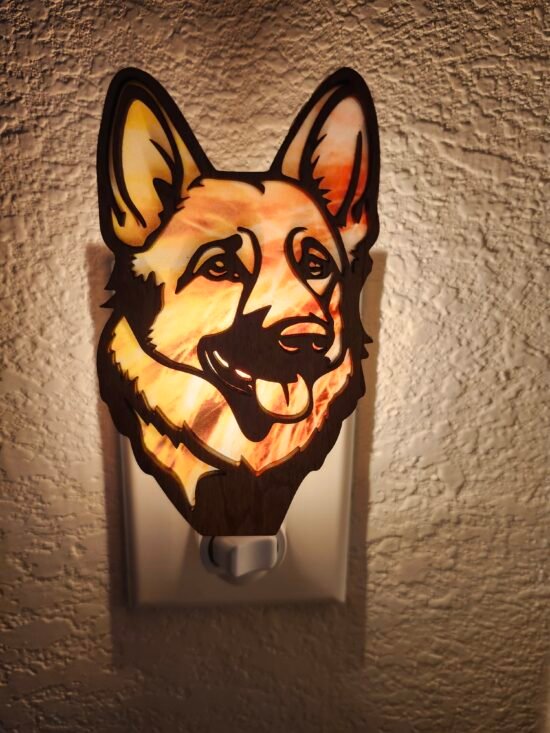 German Shepherd Nightlight – Handmade Laser-Cut Wood - Image 2